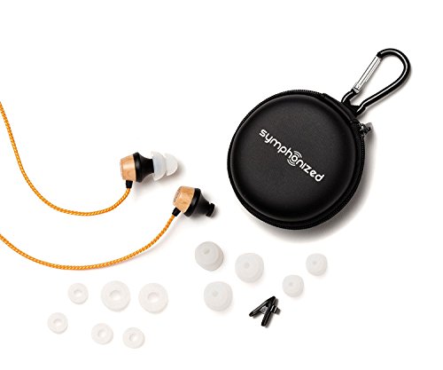 Symphonized ALN Premium Genuine Wood in-Ear Noise-isolating Headphones, Earbuds, Earphones with Mic (Orange Stripe) - color: Orange Stripe