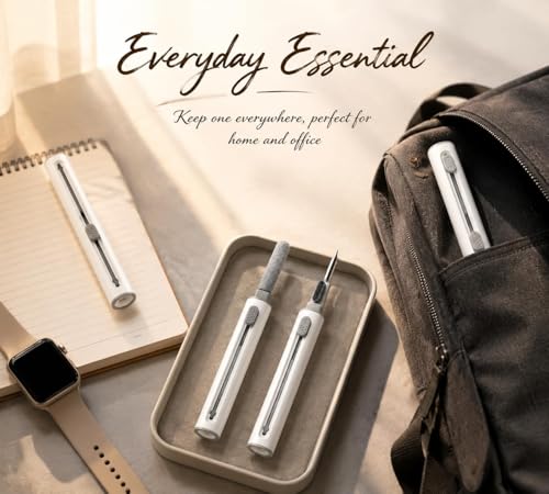 4 Pack 3-in-1 Earbud Cleaning Pen Tool with Soft Brush and Metal Nib for Wireless Earphones, White - color: White