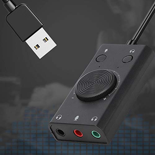 External Sound Card, USB Audio Adapter External Stereo Sound Card with 3.5mm Headphone and Microphone Jack, USB Multifunction Drive- Sound Card with Indicator