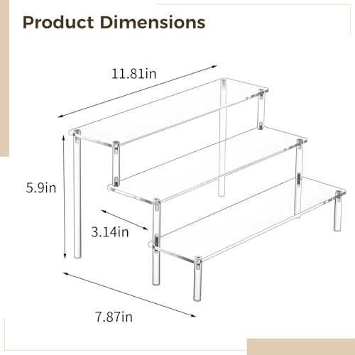 Acrylic Hifi Audio Rack With Aluminum Support Poles, 3-Tier Desktop Stand For Dacs & Amplifiers