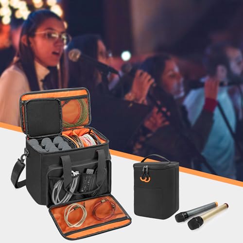PGmoon 9 Slots Wireless Microphone Case, Microphone Bag for Handheld Mic | Microphone Carrying Case Fit for Singing, Karaoke, Party (Patent Design)