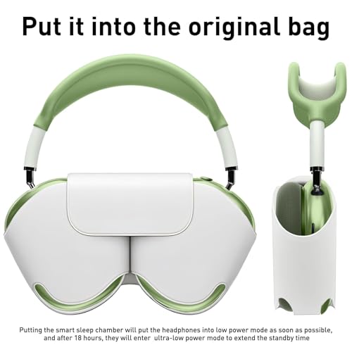 Case Ear Cover for AirPods Max Headphones for Airpod Max Accessories(USB-C/Lightning)(2024/2020), 2 Set of Headband Cover and Clear Soft TPU Ear Cups Sheel,Scratch Resistant and Condensation Resistant - color: A6-Green