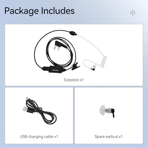 Retevis AI Active Noise Cancellation Walkie Talkie Earpiece, Rechargeable | for RT22/RT21/RT68/H777, Compatible with Pxton, Baofeng, Kenwood Walkie Talkie, Two Way Radio Earpiece, Nightclub(1 Pack) - style: Noise Reduction and 50mAh battery