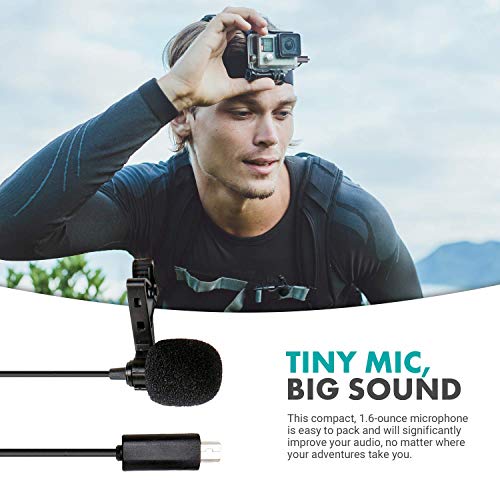 Movo GM100 Clip-on Lavalier Microphone for Compatible with GoPro HERO3, HERO3+ and HERO4 Black, White and Silver Editions - Includes Mic Adapter for Go Pro