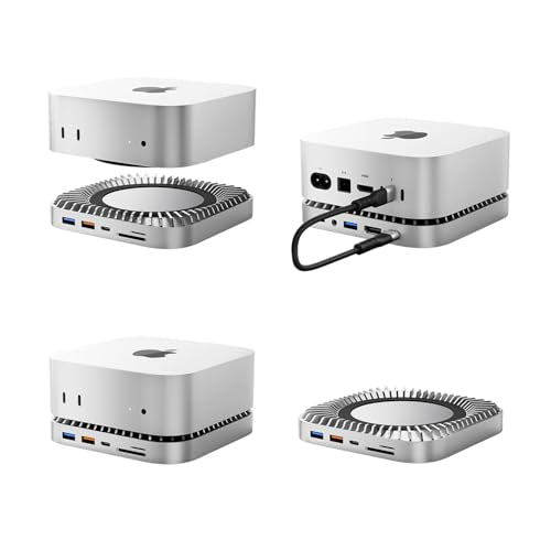 GIISSMO Mac mini M4 Dock with 4K@60 HDMI, 8TB M.2 NVMe SSD Enclosure, Mac mini Hub & Stand for Mac mini M4 and M4 Pro 2024 (10G USB A/C, 5G USB A*2, USB-C Charge, SD/TF, Audio) - color: White