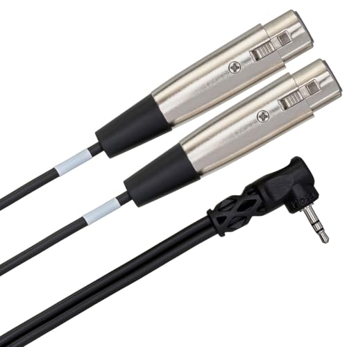 Hosa CYX-402F Microphone Cable - Dual XLR3 Female to Right-angle 3.5mm TRS Male - 2 foot