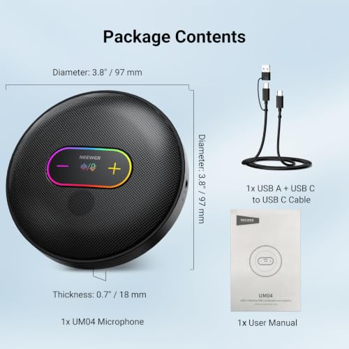 NEEWER UM04 USB Microphone AI Cancelling Desktop Omnidirectional Condenser - color: Black