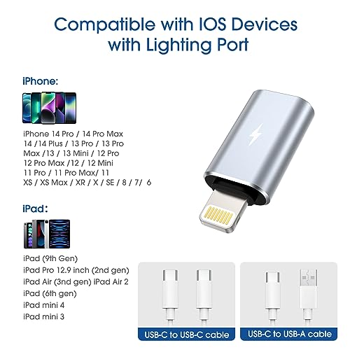 TechMatte USB C to Lightning Adapter 2 Pack 2.2A Charging Data Transfer - color: Grey, size: 2 Pack