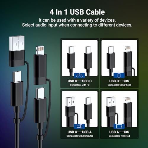 NEEWER UM02 RGB USB Microphone for Gaming Streaming Podcast, Cardioid Condenser Noise Cancellation Desk Mic for Headphone Monitoring Compatible with iPhone iPad Mac PC Android PS5/PS4 Pro/PS4