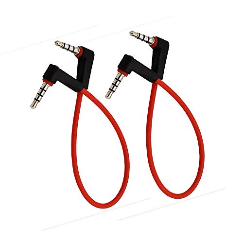 3.5mm 오디오 케이블 쇼트 2팩 20.3cm(8인치) TRRS 4극 3.5mm 수 직각 - 수 직각 오디오 케이블1