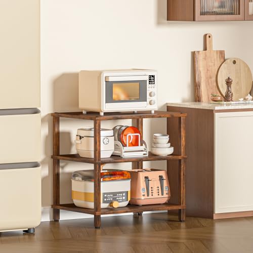 3-Tier AV Media Player Stand, Brown Stereo Cabinet, Modern Stereo Cabine,Game Console Shelf,Wooden TV Stand,Multifunctional Entertainment Center, Suitable for Home, Conference Room - color: Brown, size: 3 Tier
