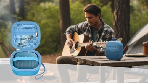 Case Compatible with Bose New SoundLink Micro 2nd Gen Bluetooth Speaker, Portable Carrying Storage Organizer Box with Mesh Pocket for USB Cable&Accessories - Blue (Bag Only)