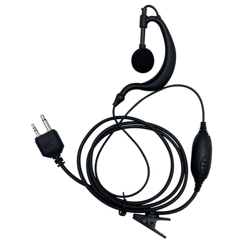 Walkie Talkie Earpiece with Mic 2 Pin G Shape Clip-Ear Radio Earpiece Headset with Mic Compatible with Midland GXT1000VP4 LXT500VP3 GXT1050VP4 GXT1000XB, Pack of 2