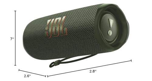 JBL Flip 6 - Portable Waterproof Speaker - Green | Louder, more powerful sound, IP67 waterproof and dustproof, 12 Hours of Playtime, Bold design - color: Green