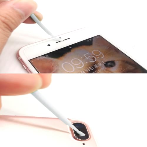 100 Pack Phone Charge Port Cleaning Tool kit,Bendable Mini Soft Round Brushes Cleaner Compatible with iPhone 11 Pro Speaker Tablet Camera Laptop Computer Smartphone, White - color: White