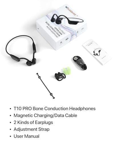 WalkerFit Bone Conduction Swimming Headphones, 32GB MP3 Player, IPX8 Waterproof Underwater Music, Bluetooth 5.3 Open Ear Sport Headphones for Lap Swimming Running Cycling