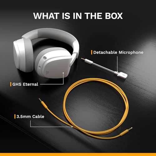 GLORIOUS GHS Eternal - Stereo Gaming Headset for PC, PS5, PS4, Xbox, Switch - Custom Tuned Angled Drivers, Adjustable Crystal Clear Detachable Mic, 3.5mm - Durable, All Day/Night Comfort - White - color: White