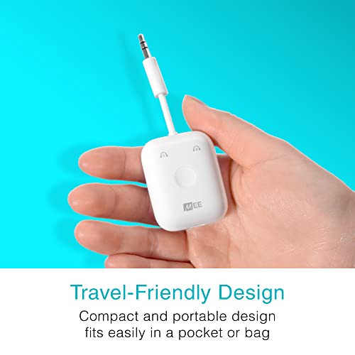MEE audio Connect Air (2 PACK) in-Flight Bluetooth Wireless Audio Transmitter Adapter for up to 2 AirPods/Other Headphones; Works with All 3.5mm Aux Jacks on Airplanes, Gym, TVs, & Gaming, Black&White - color: 2PK Black+White, style: Connect Air