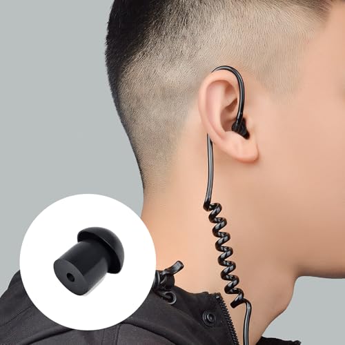 Acoustic Coil Tube Earpiece Replacement Mushroom Ear Tips Ear Buds - color: Black