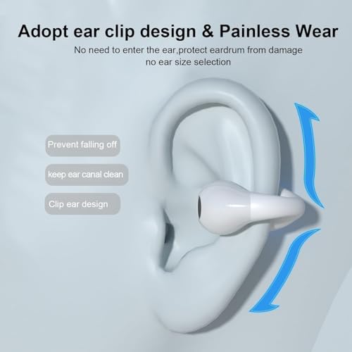 Open Ear Headphones Bone Conduction Headphones Clip On Earbuds Bluetooth 5.3 Wireless Earphones with LED Power Display Charging Case IPX7 Waterproof Sports for Workout Driving Walking 87