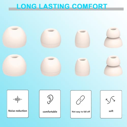 8 Pairs Ear Tips for Beats Powerbeats Pro,Replacement Ear tip for Beats Powerbeats Pro/Beats Flex/Beats X Non-Slip Soft Silicone Fit in Case Beats Earbuds Wireless Earphone Headphones (Ivory White)