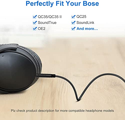 Audio Cable 3.5mm to 2.5mm Male Replacement Cable For Bose 700 QuietComfort QC35II QC35 QC25 Noise Cancelling Headphones,JBL E45BT E55BT E65BTNC Bluetooth Earphone,Audio Wire 3.3FT/1m (2-Pack,Black) - color: 2Pack Black