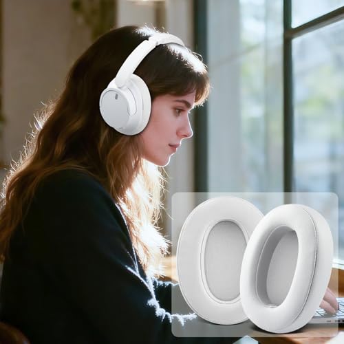 SOULWIT Earpads for Sony WH-XB900N/WH-CH710N/WH-CH720N/WH-RF400/MDR-RF895RK Headphones, Ear Pads Cushions with Soft Protein Leather, High Density Foam - White Smoke - color: White Smoke