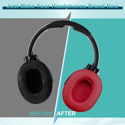 HAOMUK Replacement Ear Pads for Skullcandy Crusher Wireless/Evo/ANC Hesh 3/EVO/ANC, Headphones Ear Cushions, Headset Earpads, Ear Cups Cover-Red - color: Red