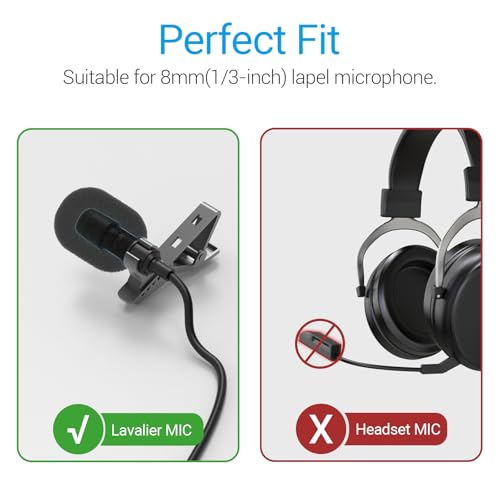 Furry Windscreen & Foam Cover Set for Lavalier Lapel Microphone, Muff Windshield Windjammer Deadcat, Wind Muff & Dead Cat Set for Mini Clip-On Lav MIC, 5-Pack of Each - color: Foam & Furry Cover, 5-Pack of Each