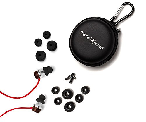 Symphonized ALN Premium Genuine Wood in-Ear Noise-isolating Headphones, Earbuds, Earphones with Mic (Red) - color: Red