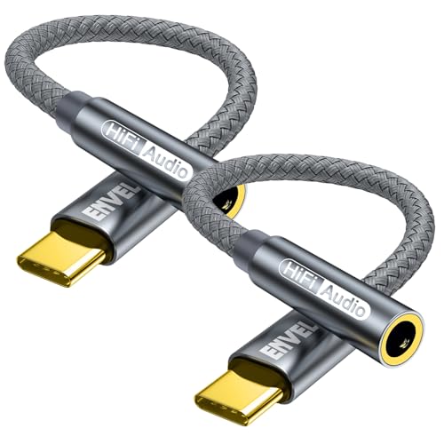 ENVEL USB C to 3.5mm Headphone Jack Adapter, 2 Pack Aux to USB C Adapter | USB C to Aux Audio Dongle Cable Cord Compatible with iPhone 17 16 15 Pro Max Samsung Galaxy S25, iPad Pro M2 M3 M4, Pixel 9