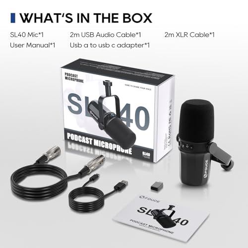 SL40 USB/XLR Dynamic Microphone for Podcasting, Gaming, Live Streaming and Recording, Built-in Headphone Output, LED Mute Button, All Metal, Voice Isolation Technology - style: SL40