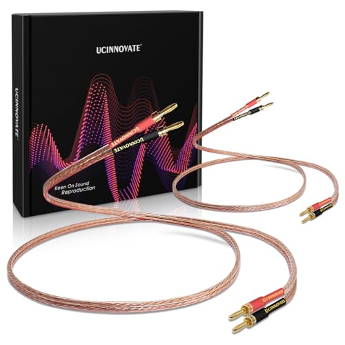 UCINNOVATE 2Pack 4m 13AWG Speaker Cable, Audiophile Grade Speaker Cable with Gold Plated Banana Plugs, Pre-Connected HiFi Copper Speaker Wire bi wired speaker cables for Home Theater (2X 4m / 13.12FT) - size: 2 Pack 13.2FT