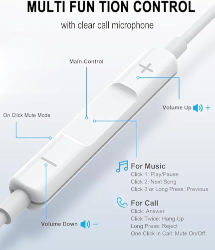 USB C Headphones for iPhone 17,16,15, 2 Pack Type C wired earphones Earbuds with Microphone & Remote Noise Cancelling in Ear Headset Control with iPhone 17,16,15 Air, iPad Pro, Pixel, Galaxy S24