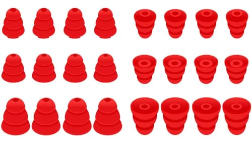 Earbuds Tips 12 Pairs Replacement Triple Flange Conical EarTips Earbuds Eartips for Most in-Ear Earphones (Sony/Beats/AKG/KZ etc.),S/M/L 12 Pairs, Red (431R) - color: Red