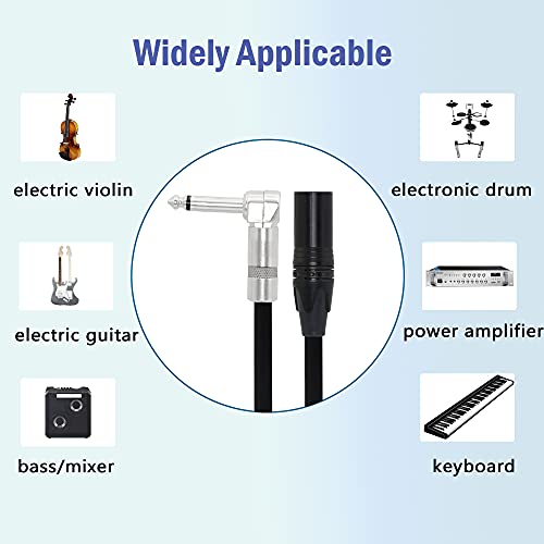 Right Angle 6.35mm Mono to XLR 3 Pin Cable,90 Degree 1/4 Male to XLR Female Interconnect Cable for Soundbox, Microphone, Power Amplifier Etc(50cm)