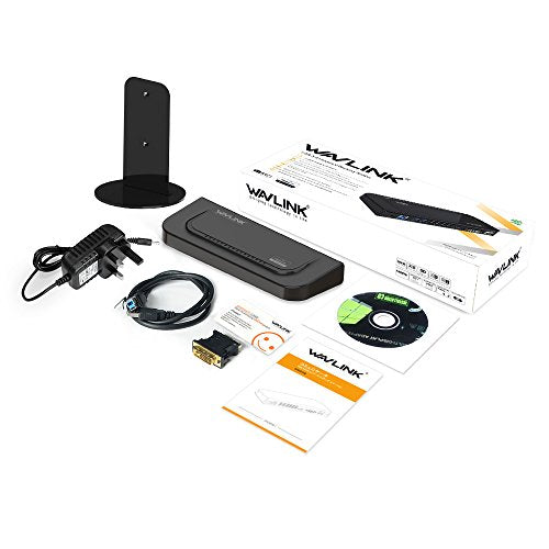 WAVLINK Universal Docking Station Dual 1080P Monitor for Mac, Windows | Displaylink Dock For USB 3.0/USB-C Laptop, with DVI HDMI VGA Gigabit Ethernet, Audio, 6 USB Ports for Workstation