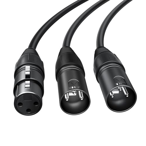 Balanced XLR Splitter Dual XLR Male to 1XLR Female XLR Y-Split Patch Cable | 2XLR to 1XLR 3Pin Microphone Splitter for Studio Preamp,Equzalizer, Speaker, Patch Bay, Studio Harmonizer, 1-feet - size: 1 Female XLR to 2 Male XLR, style: 2 Pack