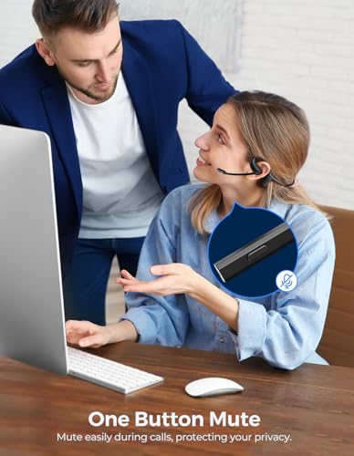 Open Ear Headphones with Mic, Wireless Headset with Smart Control - size: Small