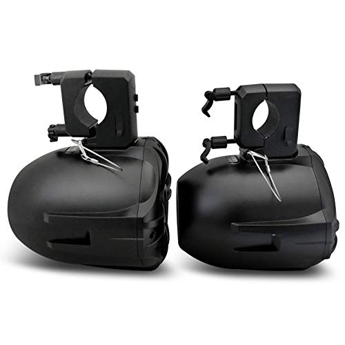 Fully Wireless Marine Speakers 6.5” (Pair) – 350W Bluetooth Rechargeable Boat & Wakeboard Tower Speakers, No Wiring, Waterproof, Fits Roll Bars, Outdoor Speakers for Boat ATV UTV Quad Jeep