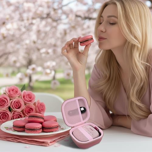 for Bose New SoundLink Micro 2nd Gen Speaker Protective Case, Petal Pink | EVA Hard Shell, Soft Velvet Lining, Durable Wrist Strap, Portable Travel Bag with Carabiner, Mesh Accessory Pocket - color: Petal Pink Case
