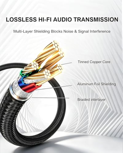 3.5 to 3.5mm TRS Aux Cable, 90 Degree for Headphone, 3.93FT | 3.5mm Stereo Audio Cable, Hi-Fi Sound Portable TRS Auxiliary Cable for Car Compatible with Speaker Smartphone Nylon Braided