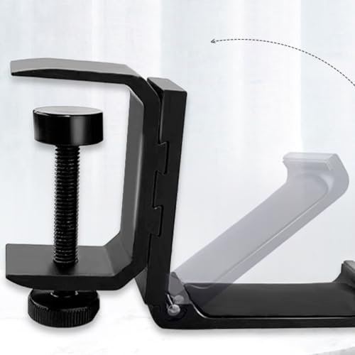 Headphone Holder with Adjustable Clamp Mount Desk Organizer Stand Foldable Hanger Anti-Slip Cushioned Pads Aviation Aluminum Construction Suitable for Office Home Use