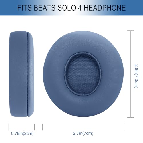 GEVO Ear Pads Replacement for Beats Solo 4 Wireless On-Ear Headphones, Earpads Ear Cushions for Solo 4 with Soft Protein Leather, Stronger Adhesive Backing (Slate Blue) - color: Slate Blue