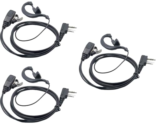 NKG1 G-Shape Earpiece with PTT Mic, 2-Pin K-Head Headset, 361° Adjustable, Noise Reduction Earphone, TPU Cable for Walkie Talkie, Black 3 Pieces - color: 3 Pieces