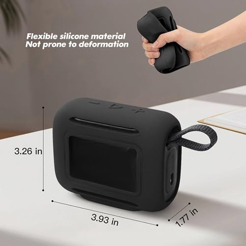 Silicone Cover Case for JBL Go 5 Bluetooth Speaker, Portable Speaker Travel Case Protective Cover Sleeve with Carabiner for JBL Go 5, Dustproof, Shockproof and Scratch-resistant (Black) - color: Black