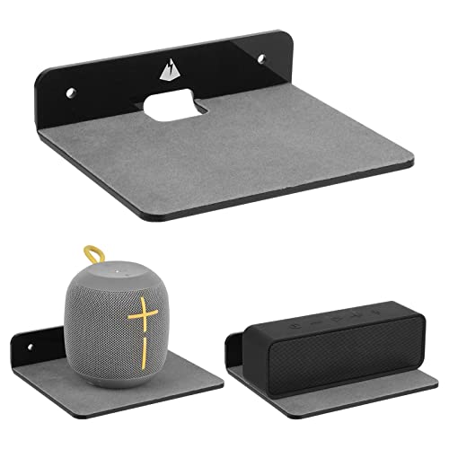 Wall Shelves - 2 Pack, Small Wall Mount for Speaker, Webcam, Cell Phones, Acrylic Display Shelf (Black, Medium) - color: Black, size: Medium