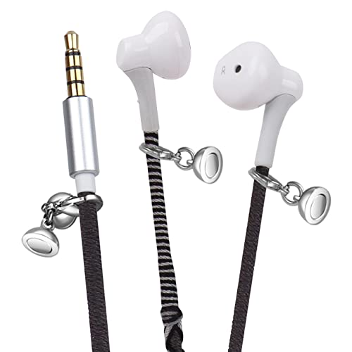 3.5mm Jack in-Ear Ear Buds Headphones with Mic - Tangle Free Cord Heavy Sound Bass Bracelet Stereo Earphones Compatible with iPhone Samsung Earbuds (12#)