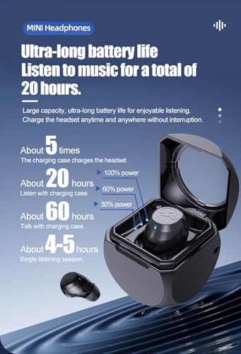 Xmenha Mini Invisible Earbuds Small Bluetooth Earbud Wireless Smallest Micro Ear Bud Tiny Discreet Earbuds for Small Ears Ear Canals Mini Invisible Ear Buds Invisible Discreet Headphones