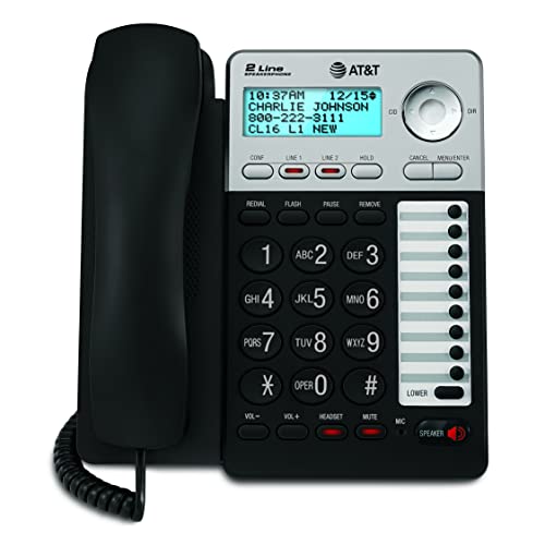 AT&T ML17929 2-Line Corded Speakerphone with Caller ID/Call Waiting, Black - Built-in Speakerphone, 3-Way Conferencing, Headset Compatible - size: One Size